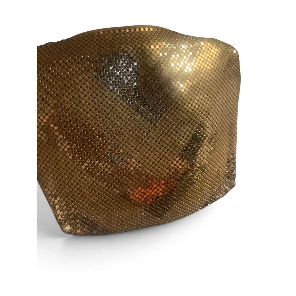Whiting & Davis Gold Mesh Crossbody Bag, Y2K Metallic Shoulder Purse, Disco